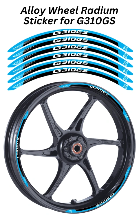 Alloy wheel Radium Sticker Compatible with G310 GS | Made in Premium Radium with FPF (Fade Protection Film), Waterproof, Precut Sticker, Pack Of 12